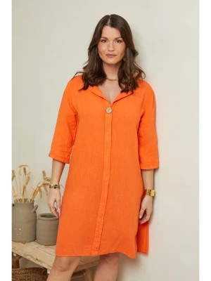 Zdjęcie produktu Curvy Lady Lniana sukienka w kolorze pomarańczowym rozmiar: 44/46