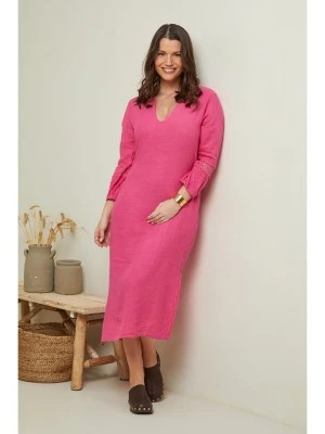 Zdjęcie produktu Curvy Lady Lniana sukienka w kolorze różowym rozmiar: 44/46