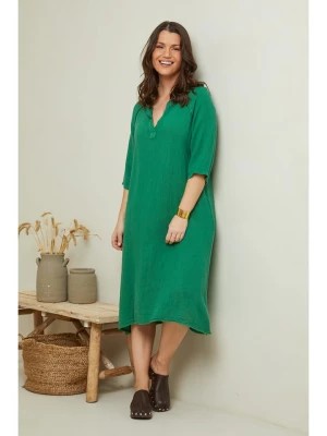Zdjęcie produktu Curvy Lady Lniana sukienka w kolorze zielonym rozmiar: 48/50