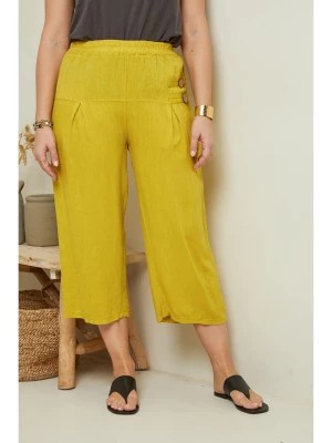 Zdjęcie produktu Curvy Lady Lniane spodnie w kolorze żółtym rozmiar: 48/50