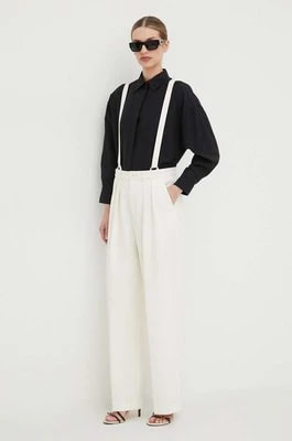 Zdjęcie produktu Custommade spodnie Pien damskie kolor beżowy proste high waist 999825531