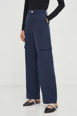 Zdjęcie produktu Custommade spodnie damskie kolor granatowy proste high waist