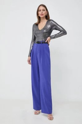 Zdjęcie produktu Custommade spodnie Penny damskie kolor fioletowy proste high waist 999425550