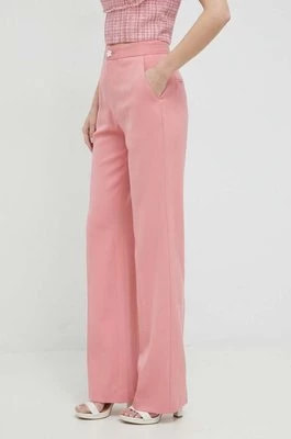 Zdjęcie produktu Custommade spodnie z domieszką wełny Petry damskie kolor różowy szerokie high waist