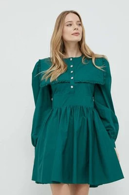 Zdjęcie produktu Custommade sukienka bawełniana kolor zielony mini rozkloszowana