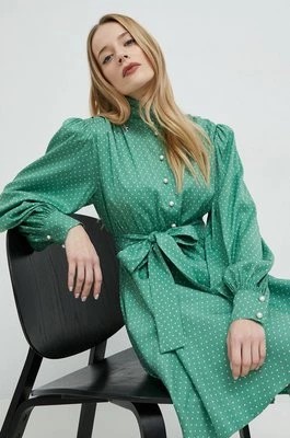 Zdjęcie produktu Custommade sukienka Linnea kolor zielony mini rozkloszowana