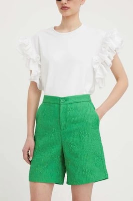 Zdjęcie produktu Custommade szorty Nanna damskie kolor zielony gładkie high waist 999459723