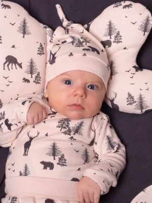 Zdjęcie produktu Czapka beżowa bawełniana chłopięca z motywem leśnym Nicol