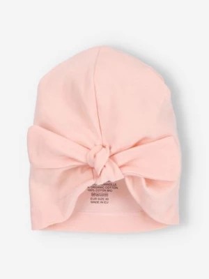 Zdjęcie produktu Czapka niemowlęca z bawełny organicznej FLOWERS - różowa NINI