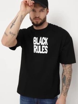 Zdjęcie produktu Czarna Bawełniana Koszulka T-shirt z Nadrukiem po Obu Stronach Daven