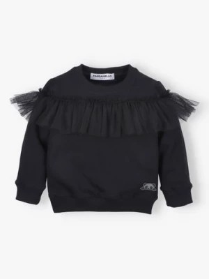 Zdjęcie produktu Czarna bluza dla dziewczynki z tiulową falbanką PANDAMELLO