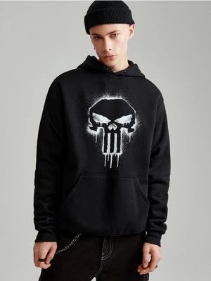 Zdjęcie produktu Czarna bluza z kapturem i nadrukiem The Punisher House