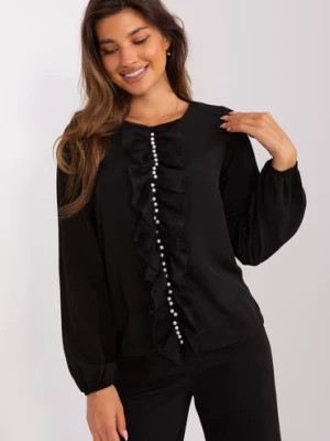Zdjęcie produktu Czarna bluzka damska wizytowa z długim rękawem Lakerta