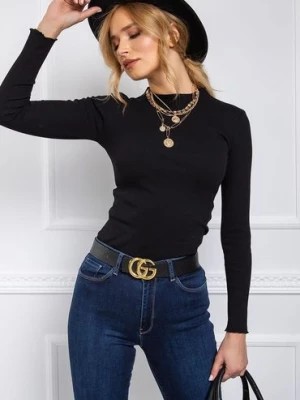 Zdjęcie produktu Czarna bluzka damska z długim rękawem RUE PARIS