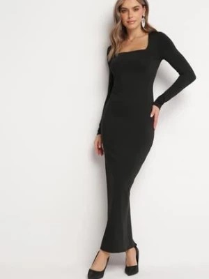 Zdjęcie produktu Czarna Dopasowana Sukienka Maxi z Długim Rękawem Esmeria