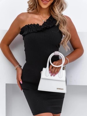 Zdjęcie produktu Czarna dopasowana sukienka na jedno ramię Solana - czarny Pakuten