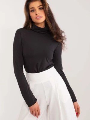 Zdjęcie produktu Czarna gładka bluzka damska z golfem Lakerta