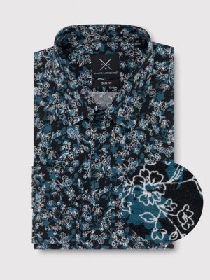 Zdjęcie produktu Czarna koszula męska w kwiatowy deseń Pako Lorente