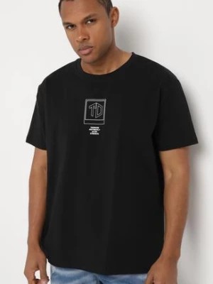 Zdjęcie produktu Czarna Koszulka Bawełniana z Krótkim Rękawem i Nadrukiem Nobalia