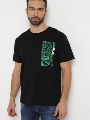 Zdjęcie produktu Czarna Koszulka Bawełniana z Ozdobnym Nadrukiem na Przodzie Ulitiama