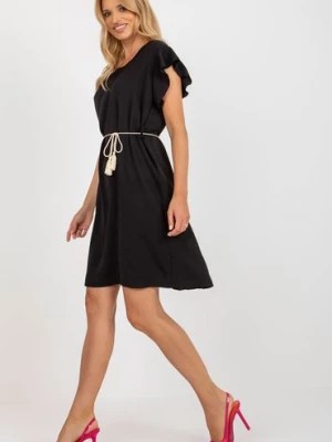 Zdjęcie produktu Czarna letnia sukienka na co dzień z koronką na plecach Italy Moda