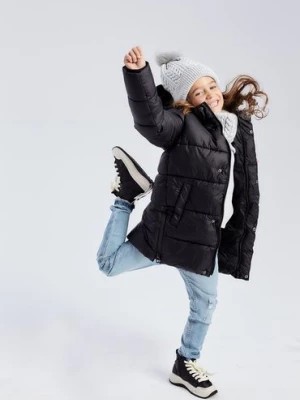 Zdjęcie produktu Czarna pikowana kurtka zimowa z kapturem - unisex - Limited Edition