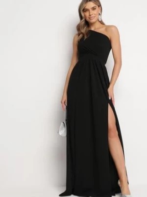 Zdjęcie produktu Czarna Rozkloszowana Sukienka Maxi na Jedno Ramię Beliotta