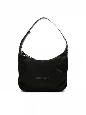 Zdjęcie produktu Czarna torebka na ramię z łączonych materiałów Kazar