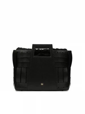 Zdjęcie produktu Czarna torebka z przeplatanymi skórzanymi paskami Kazar