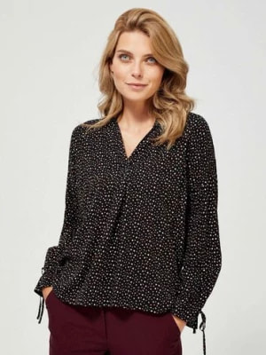 Zdjęcie produktu Czarna wiskozowa koszula damska z drobnym wzorem Moodo