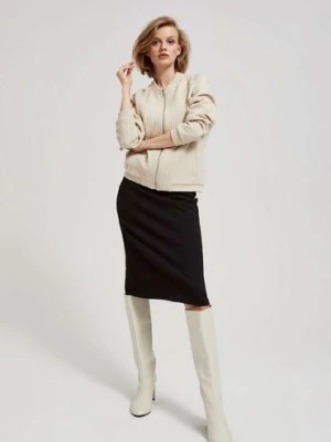 Zdjęcie produktu Czarna żakardowa spódnica damska ołówkowa Moodo