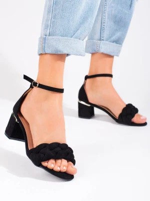 Zdjęcie produktu Czarne damskie sandały na słupku Shelovet Merg