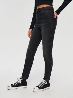 Zdjęcie produktu Czarne jeansy skinny fit z wysokim stanem i dżetami House