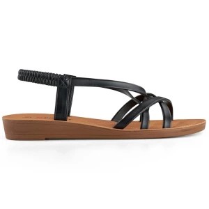 Zdjęcie produktu Czarne sandałki damskie na płaskiej podeszwie Inna marka
