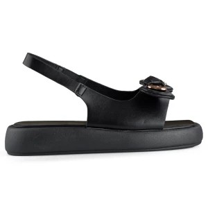 Zdjęcie produktu Czarne sandały damskie z kokardką misiem na platformie Inna marka