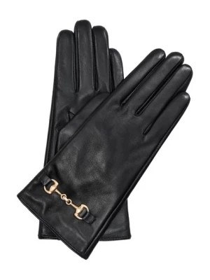 Zdjęcie produktu Czarne skórzane rękawiczki damskie z klamrą OCHNIK
