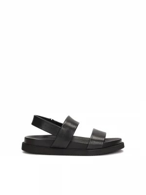 Zdjęcie produktu Czarne skórzane sandały z paskiem z gumką Kazar