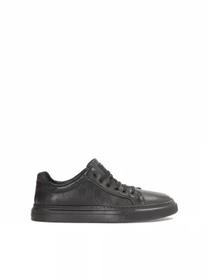 Zdjęcie produktu Czarne skórzane sneakersy męskie w monogramy KAZAR