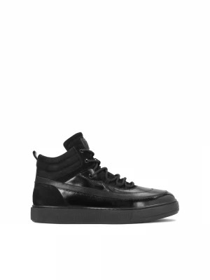 Zdjęcie produktu Czarne skórzane sneakersy męskie w nowoczesnym stylu Kazar