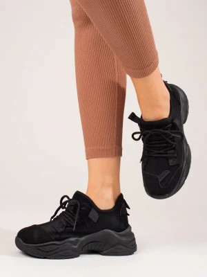 Zdjęcie produktu Czarne sneakersy damskie na platformie Shelovet Merg