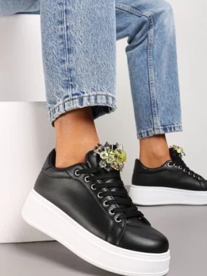 Zdjęcie produktu Czarne Sneakersy z Kolorowymi Kryształami na Platformie Dolapse