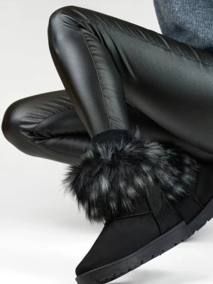 Zdjęcie produktu Czarne śniegowce damskie z futerkiem zimowe buty na zimę Merg