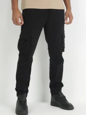 Zdjęcie produktu Czarne Spodnie Bojówki z Kieszeniami I Gumką w Pasie Aidon