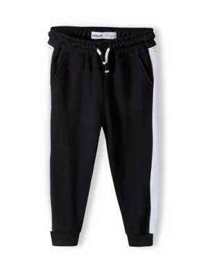 Zdjęcie produktu Czarne spodnie dresowe dziewczęce z paskami Minoti