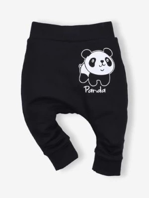 Zdjęcie produktu Czarne spodnie niemowlęce z bawełny organicznej dla chłopca- Panda NINI