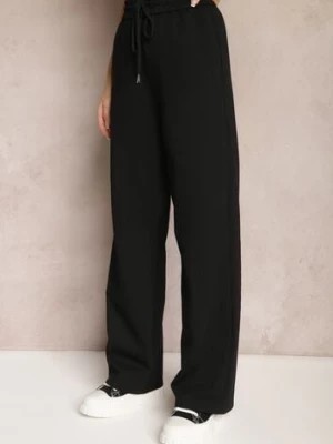Zdjęcie produktu Czarne Szerokie Spodnie Dresowe z Elastycznej Bawełny Niarti