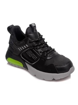 Zdjęcie produktu Czarne wygodne sportowe buty dla chłopca wiązane Weestep