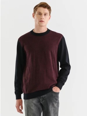 Zdjęcie produktu Czarno-bordowy sweter męski z okrągłym dekoltem Pako Lorente