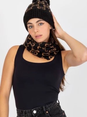 Zdjęcie produktu Czarno-camelowa damska czapka zimowa we wzory
