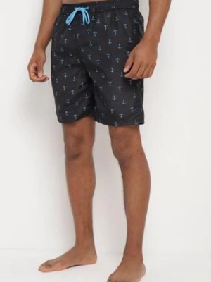 Zdjęcie produktu Czarno-Niebieskie Kąpielówki Boardshorty do Kolana ze Sznurkiem w Pasie Mivbia